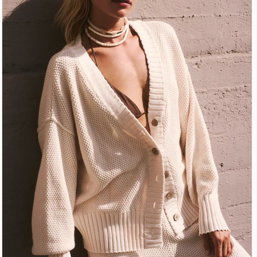 NWT Free People Hailee Cardi Set Medium Ivory - Picture 3 of 6